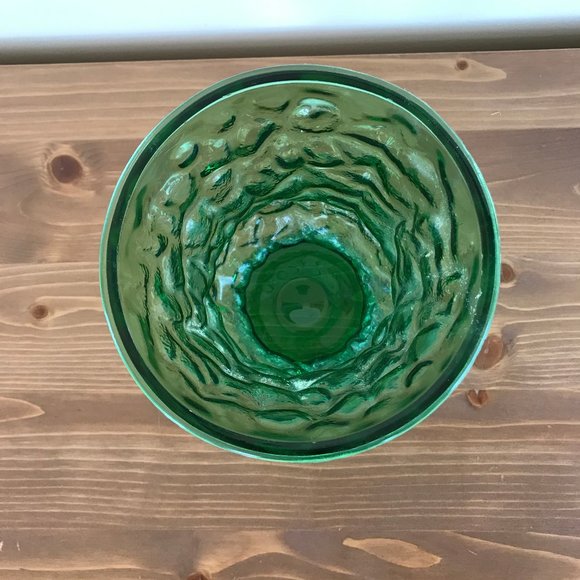 Green Crinkle Glass Widemouth Flower Urn Vase Vintage EO Brody A109 USA - Picture 4 of 7